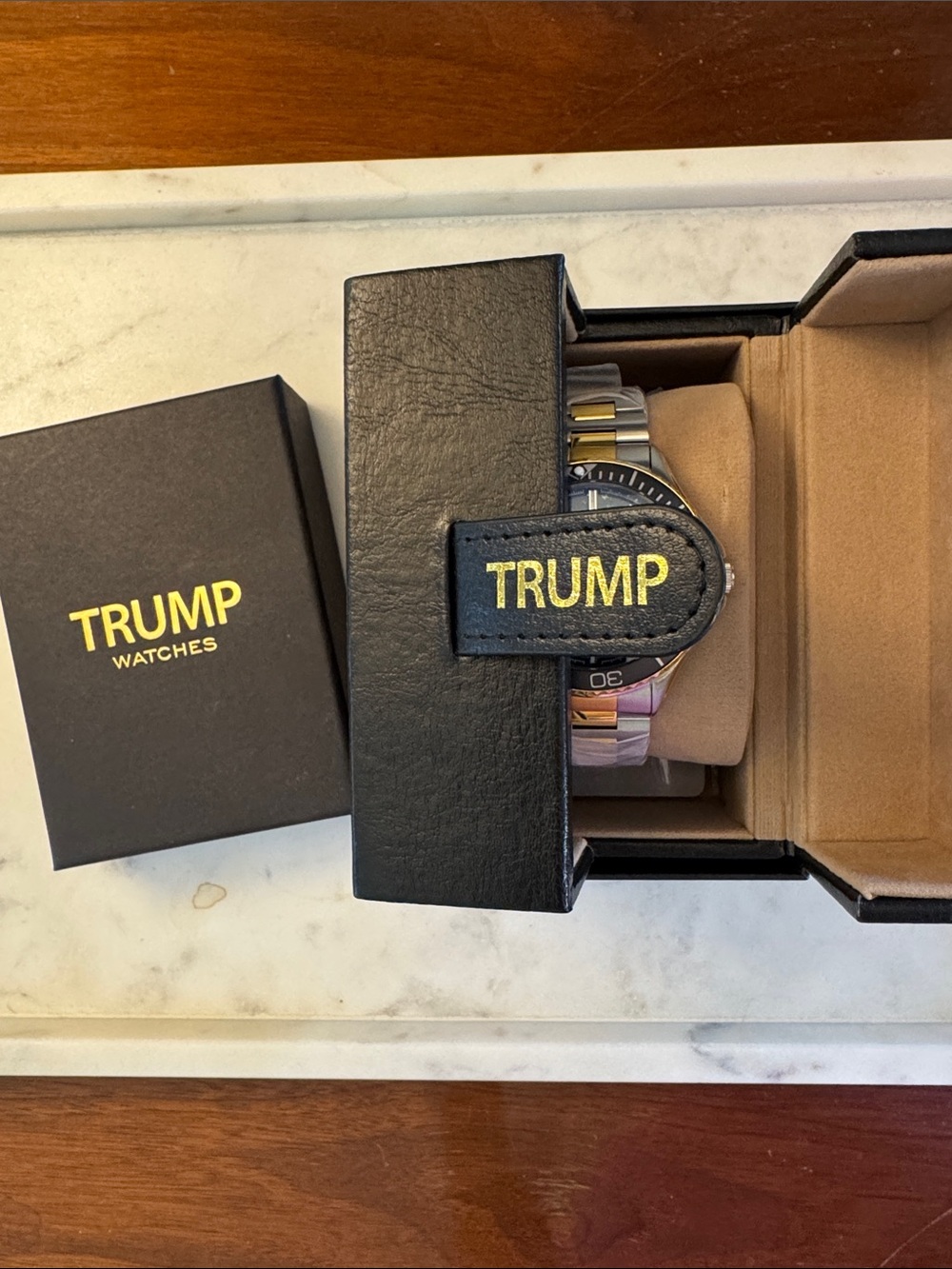 Trump Stainless Steel Two-Tone Watch with Black Dial - Picture 14 of 14